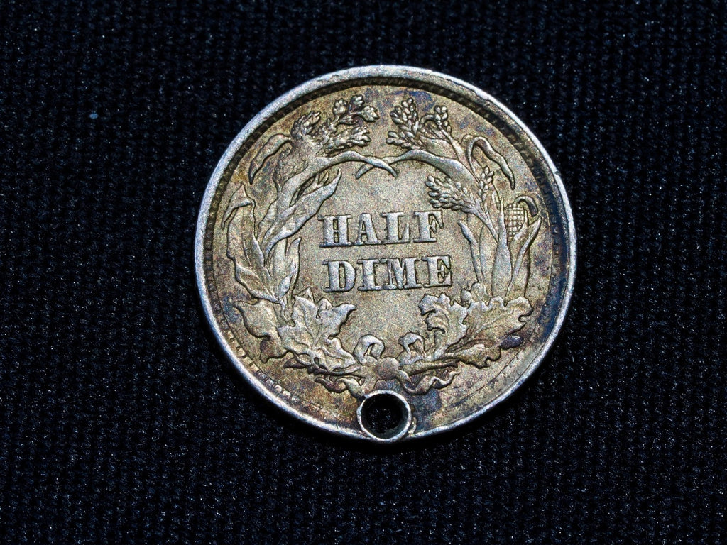 USA half dime 1861 pierced0