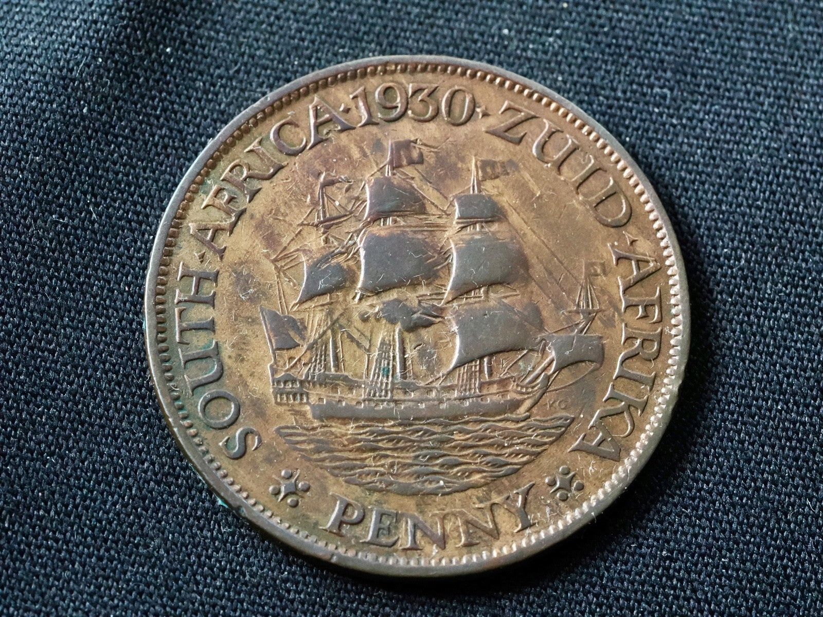 South African Penny. 1930 George V. Bronze. Nice Condition0