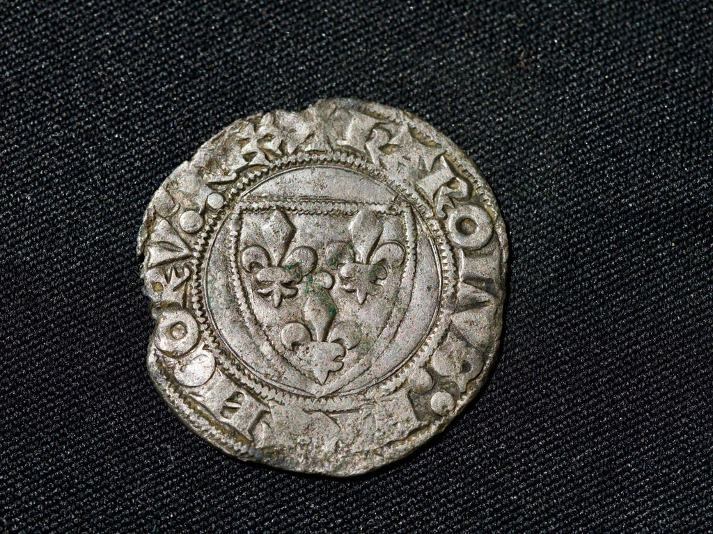 France, Charles VI, Blanc Guénar, 1385, Silver0