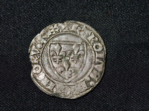 France, Charles VI, Blanc Guénar, 1385, Silver