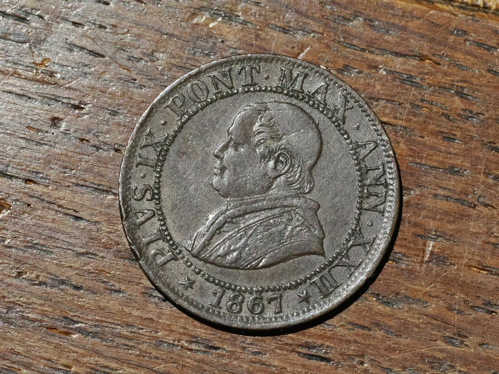 1867 Half 1/2 Soldo  2 1/2 Centesimi - Pius IX - Papal States -high grade1