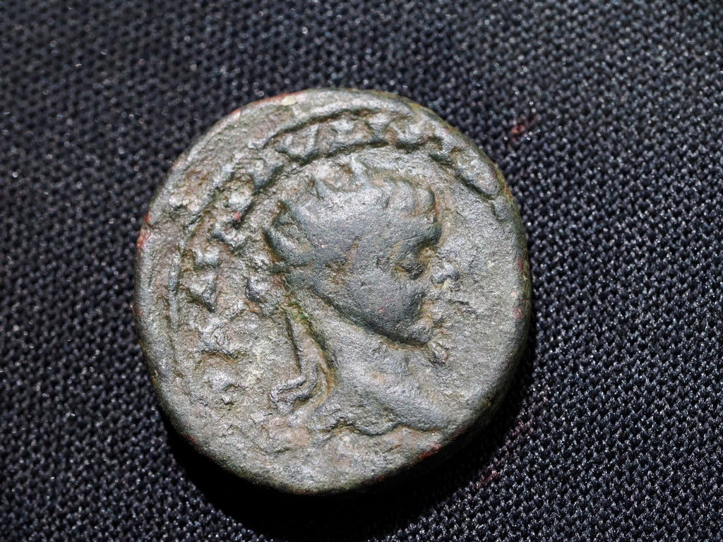 ELAGABALUS ae19 , 218-222 AD. SC in wreath. Eagle below,  Syria0