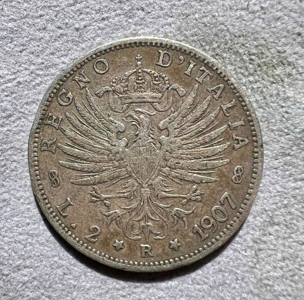 Italy  2 Lira - 1907  - Emanuele III0