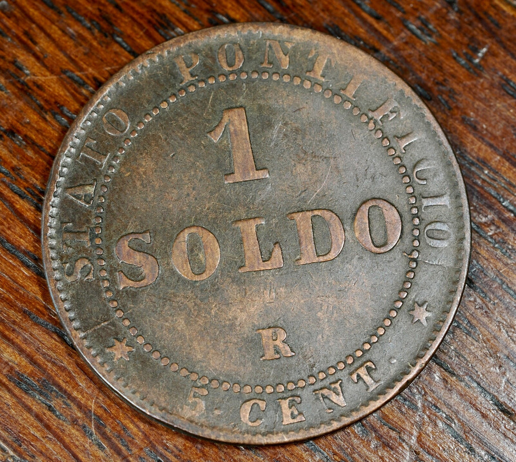 Italy 1 Soldo Pius IX Papal States 1867 small date0