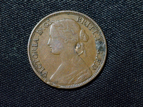 1860 Victoria farthing. type 2c lower stop from colon missing1