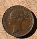 1839 Farthing - Queen Victoria Young Head Coin - 2 Pronged Trident -high grade0