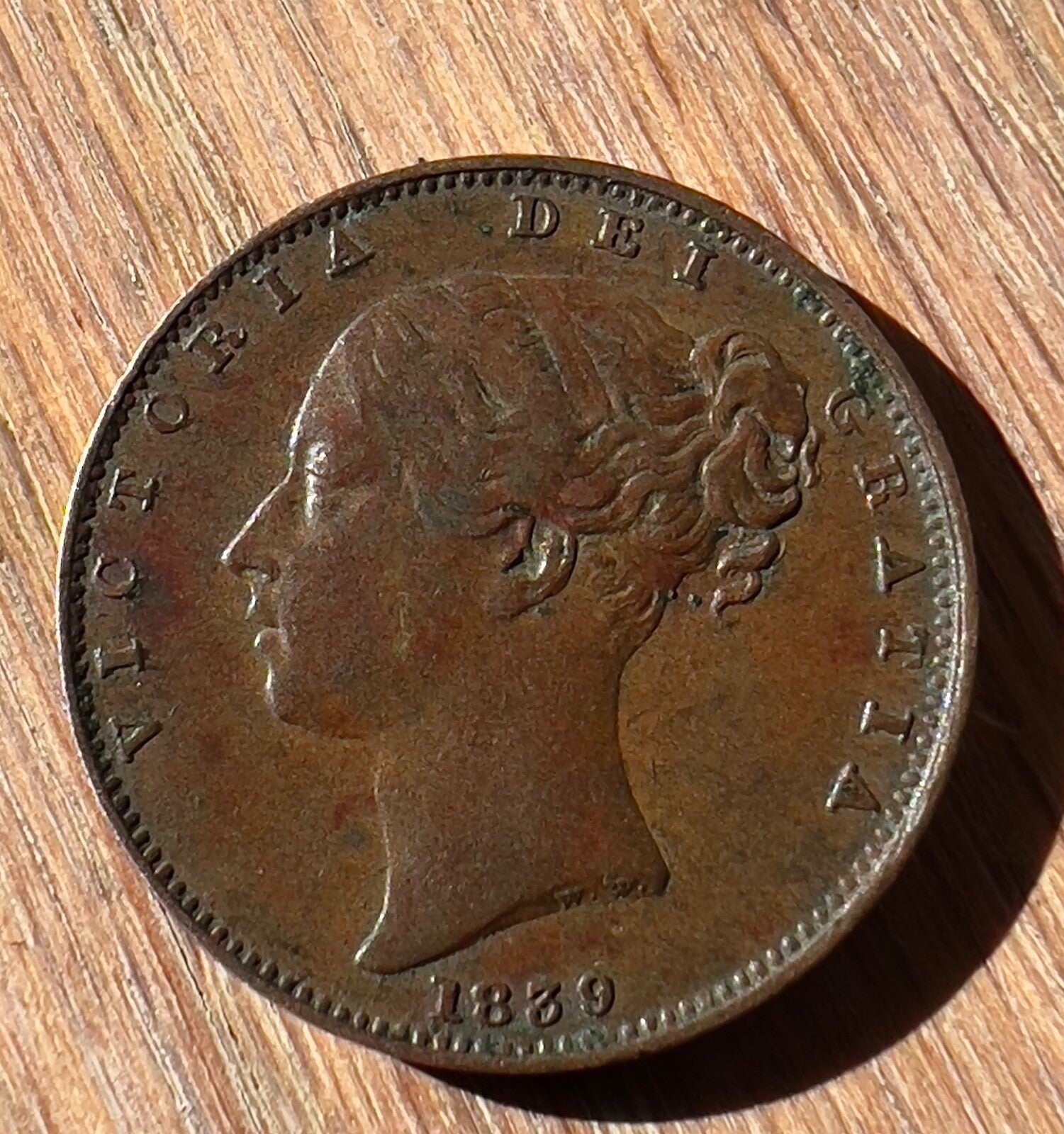 1839 Farthing - Queen Victoria Young Head Coin - 2 Pronged Trident -high grade0