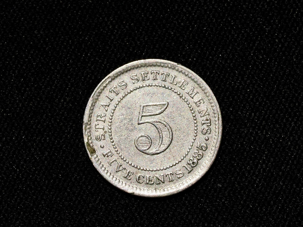 STRAITS SETTLEMENTS 5 Cents 1885-high grade1