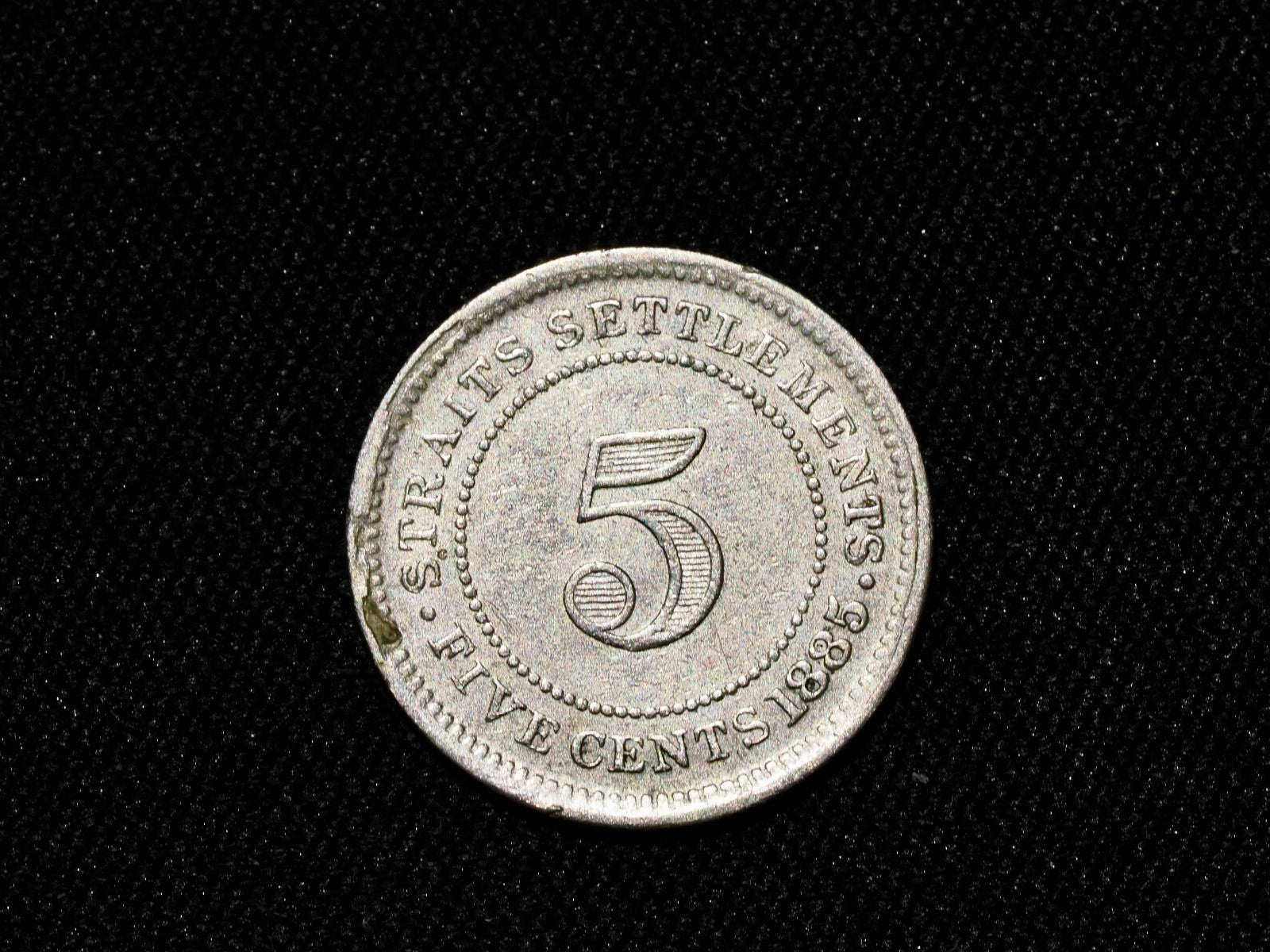 STRAITS SETTLEMENTS 5 Cents 1885-high grade1