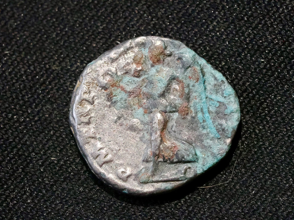 Septimus Severus denarius- Victory walking left,  holding wreath and palm1