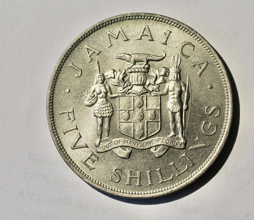 1966 Jamaica Five Shillings Coin unc.0