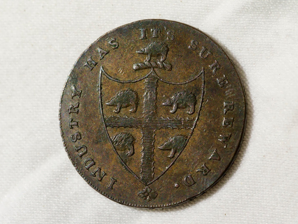 Warwickshire Birmingham Halfpenny Token 1793  D&H 50-high grade1