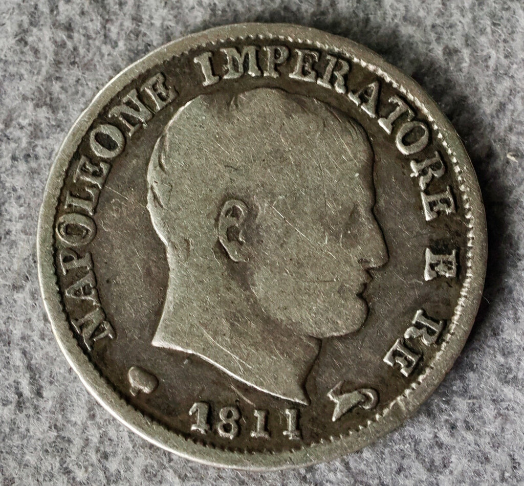 Italy 5 Soldi  1811 M, 1 over 1 overstrike in date0