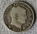 Italy 5 Soldi  1811 M, 1 over 1 overstrike in date0