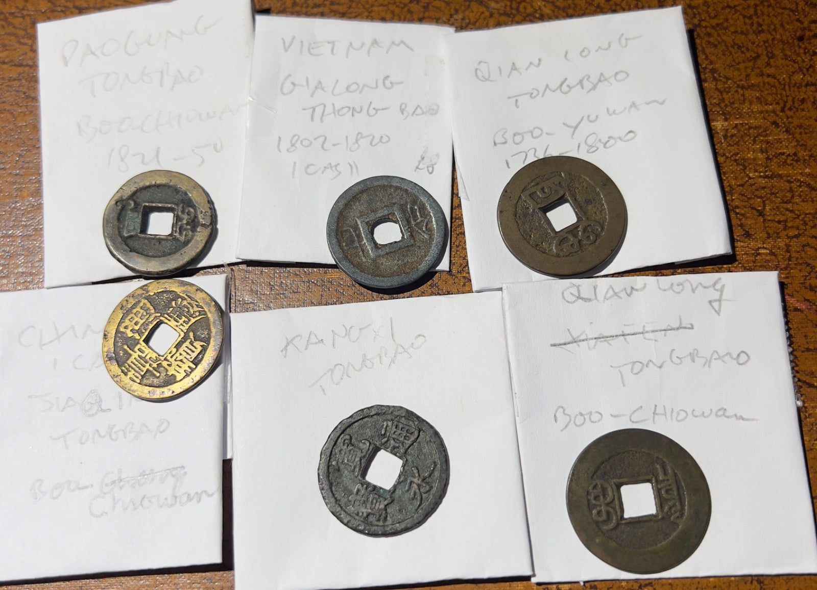 China Cash Coin Lot  6 coins, 5 China, 1 Vietnam1