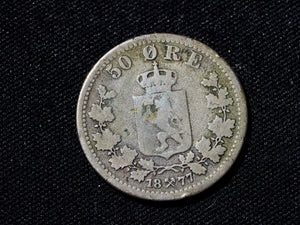 Norway  50 Ore 1877