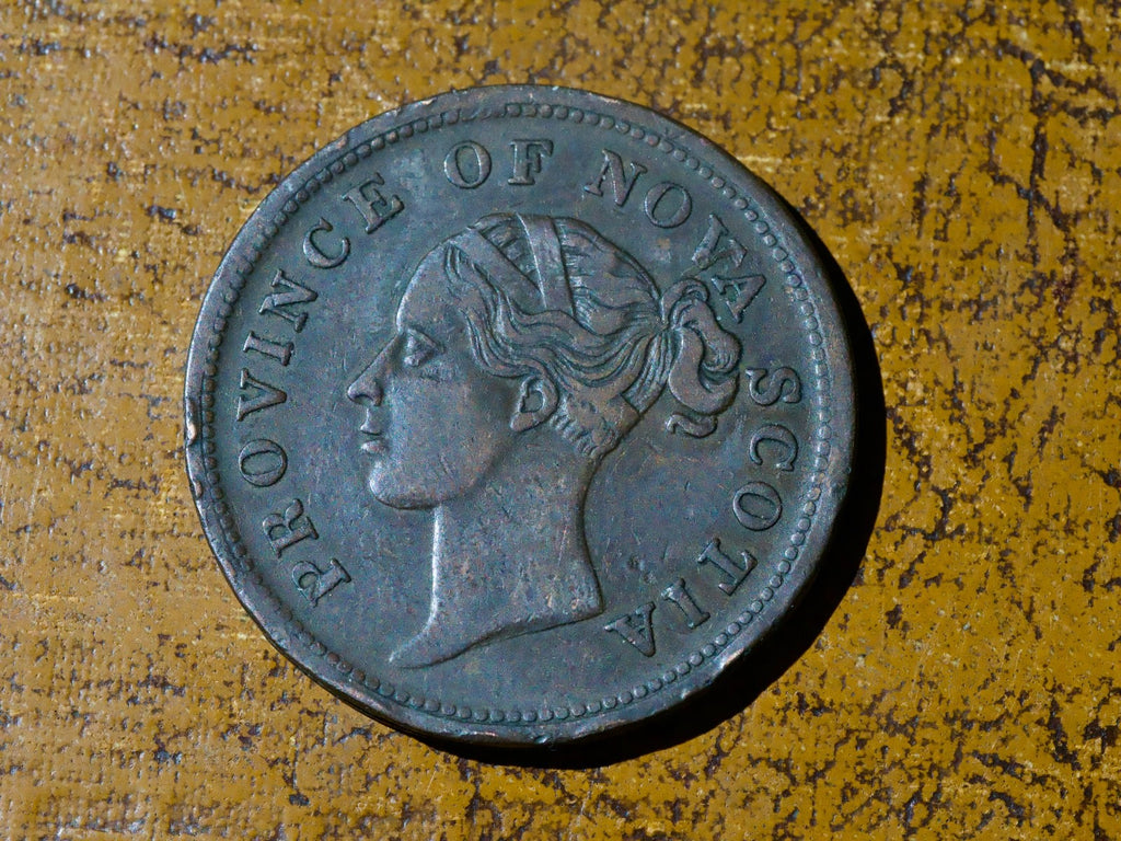 1840 Queen Victoria Nova Scotia One Penny Token, Canada0