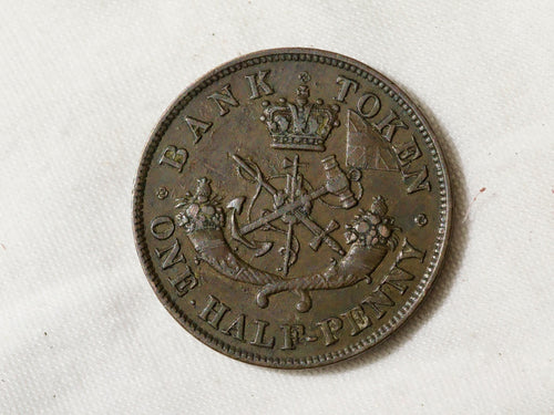 1854 Bank of Upper Canada Half Penny Token-high grade1