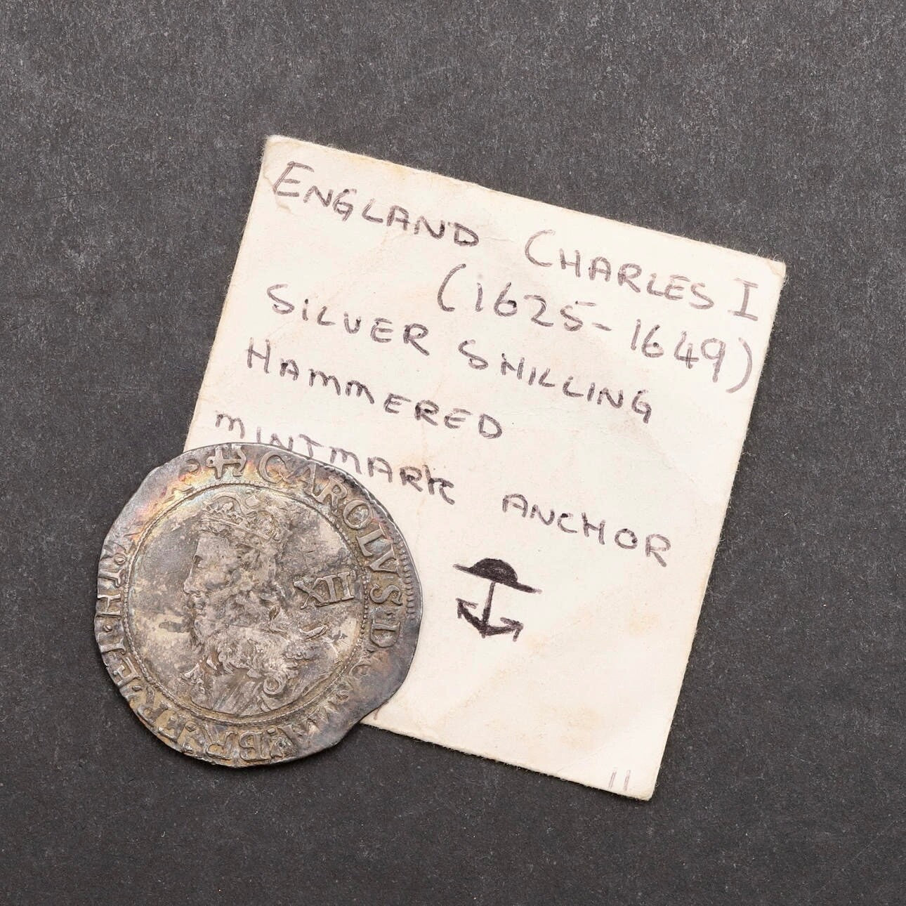 Charles I hammered silver Shilling  mm Anchor  S2796-lovely example2