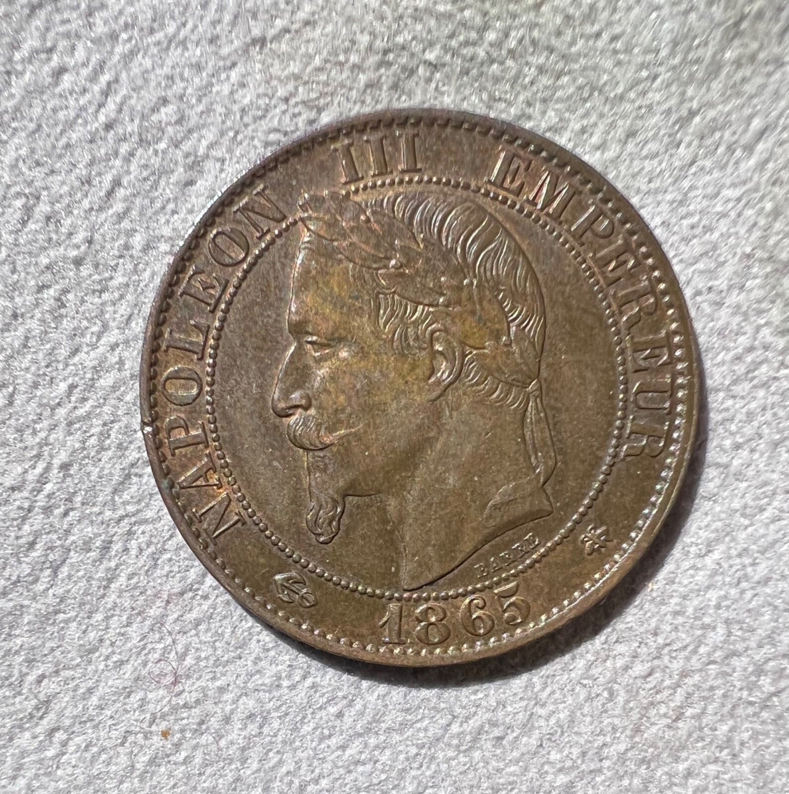 FRANCE. 5 CENTIMES 1865 A-AUNC0