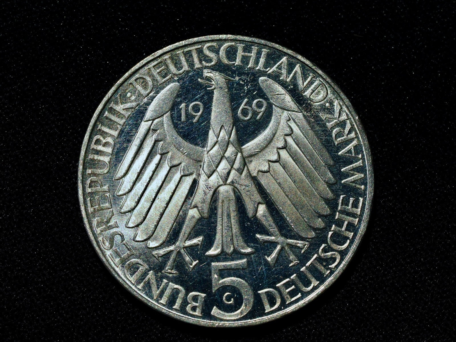 GERMANY:  5 marks 1969G-150th Anniversary - Birth of Theodor Fontane- PROOF1