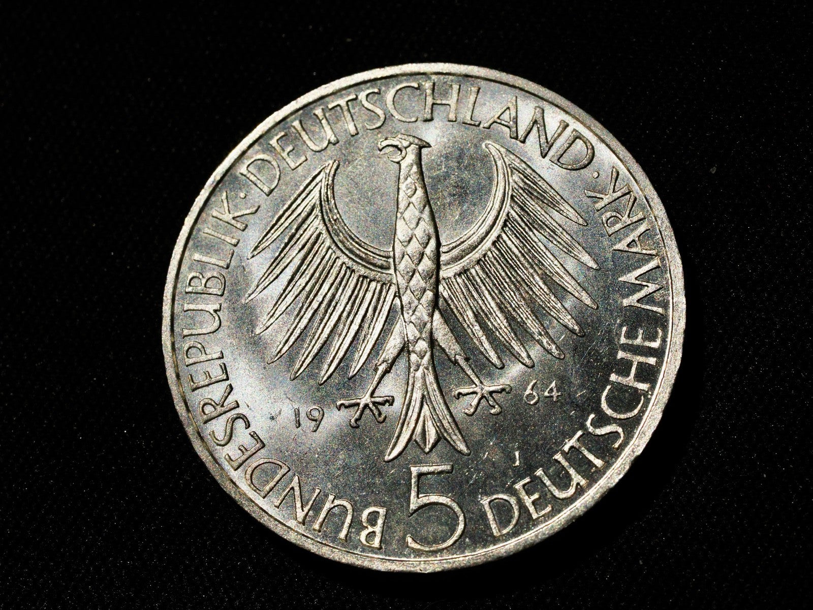 GERMANY:  5 marks 1964J   silver PROOF1