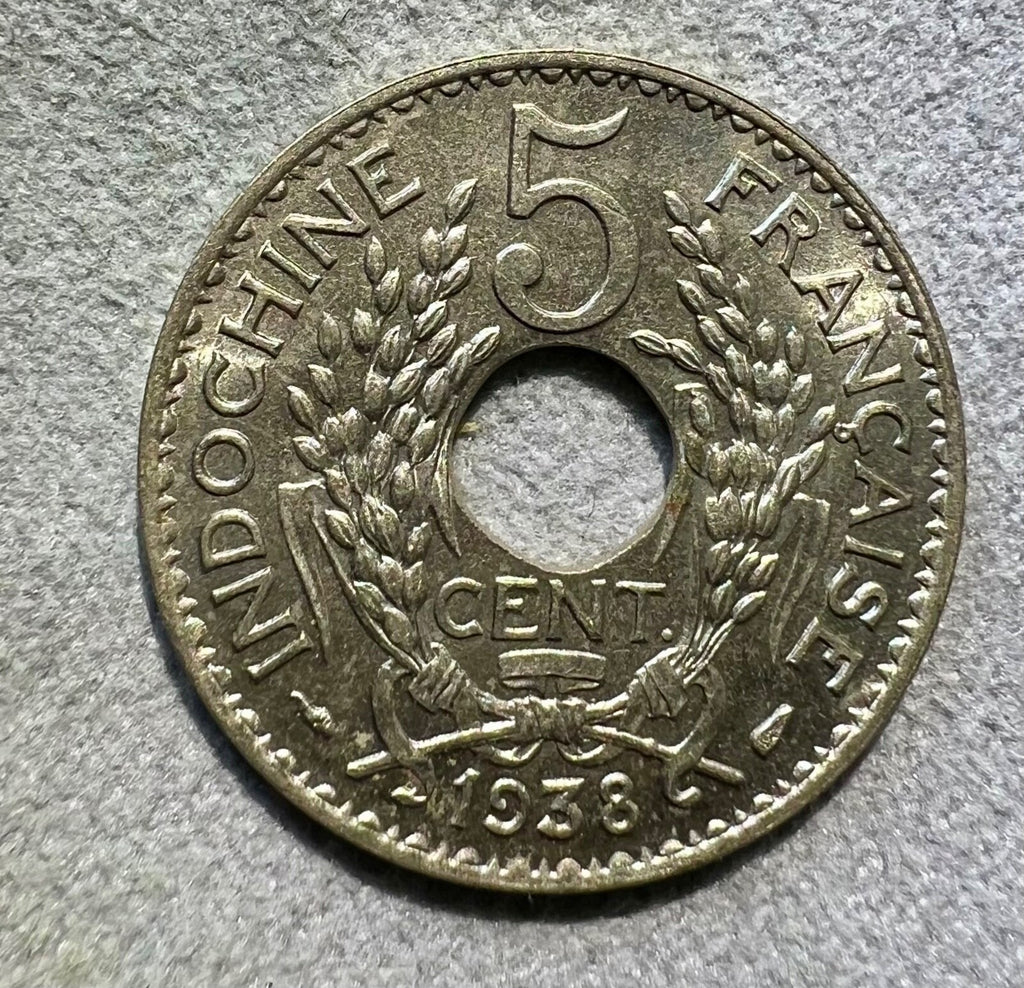 1938 FRENCH Indochina (VIETNAM) 5 CENTIMES -UNC0