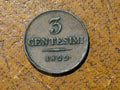 Italy, Lombardy-Venitia, 1822 V 3 Centesimi0