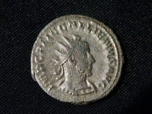 Gallienus  antoninianus -Virtus standing left, resting on shield,holding spear