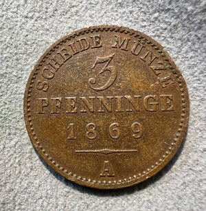 GERMAN STATE Prussia 1869A 3 Pfennig