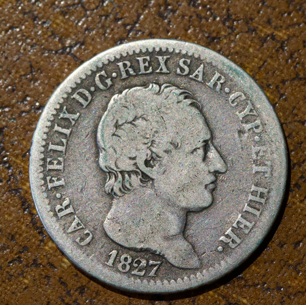 Italy Kingdom Of Sardinia 1827 Silver 1 Lira Carlo Felice0