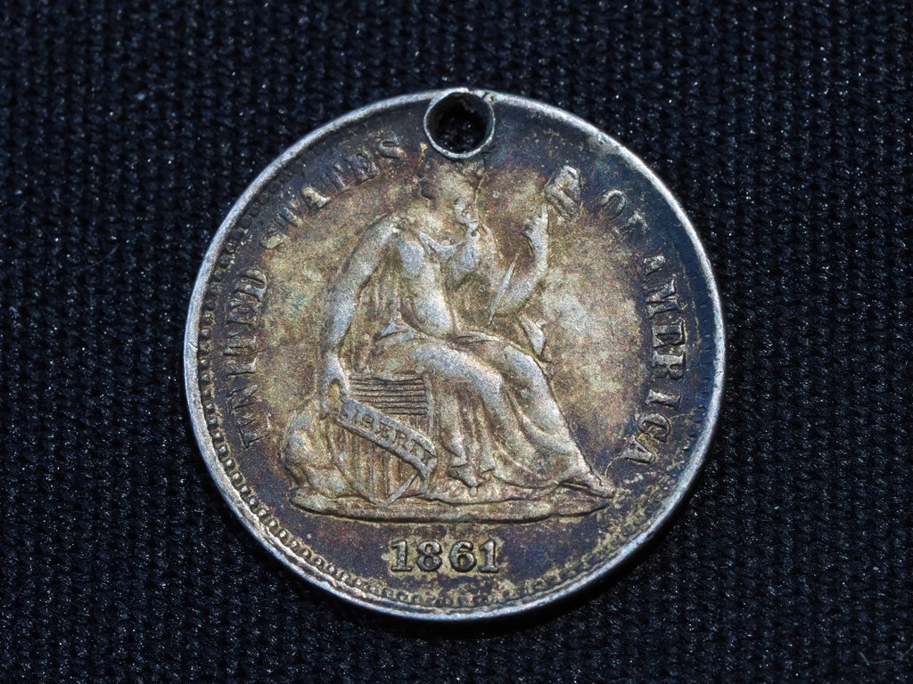 USA half dime 1861 pierced1