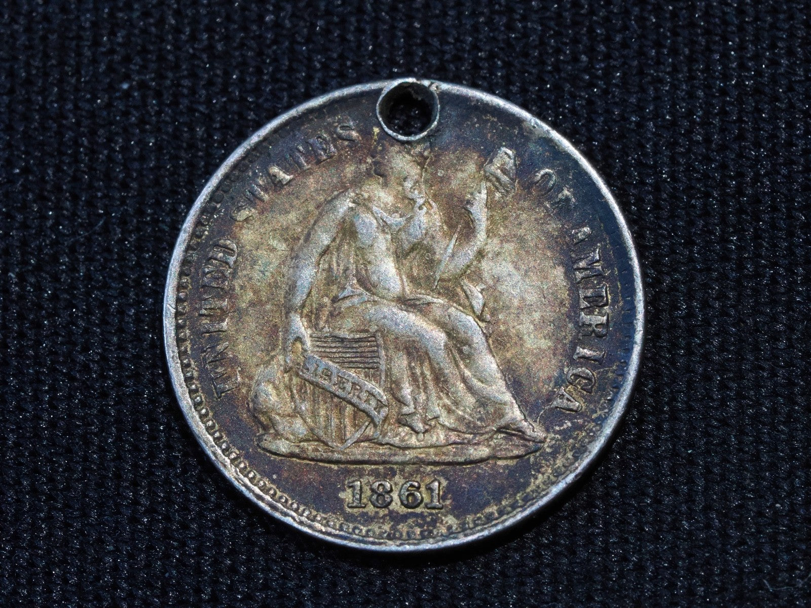 USA half dime 1861 pierced1