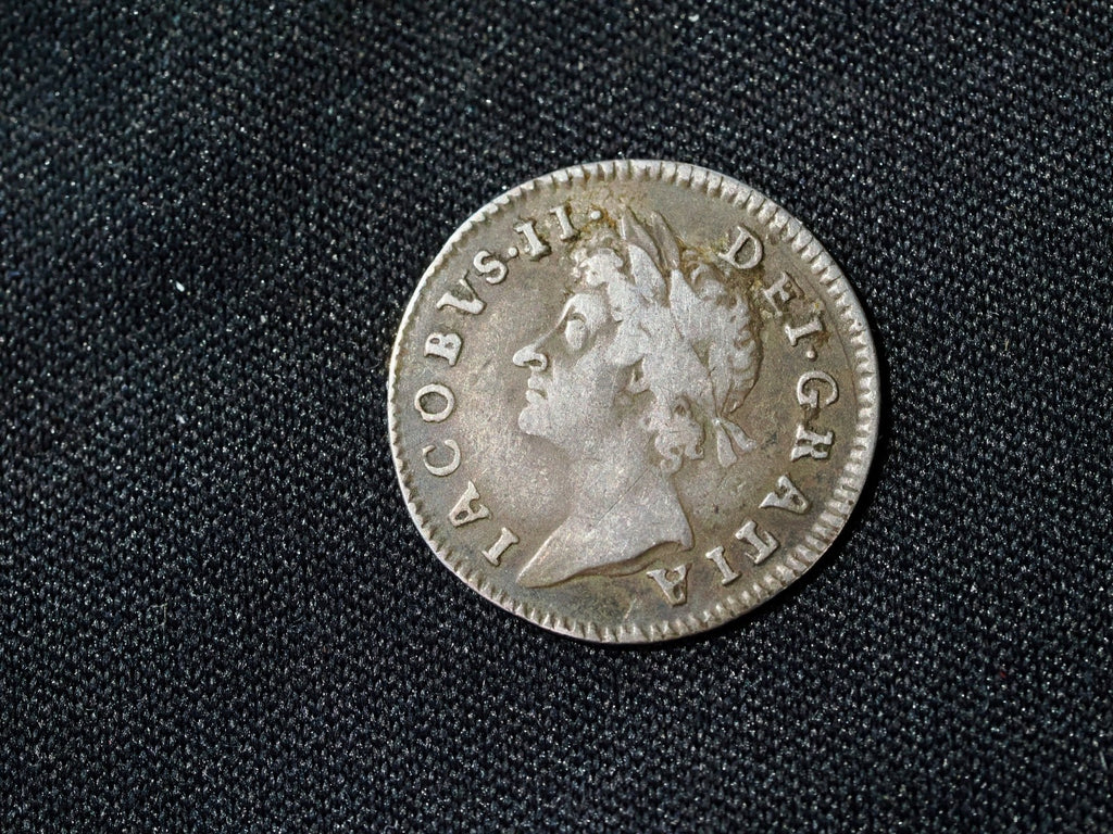 1687 Maundy Three Pence F for E in REX