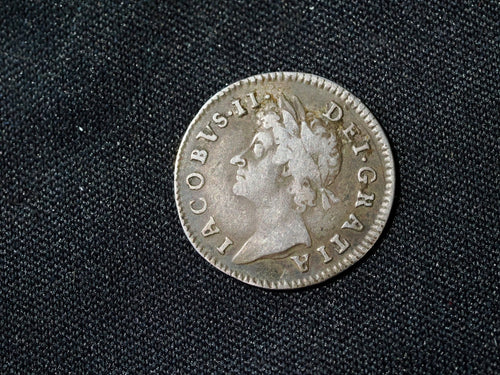 1687 Maundy Three Pence F for E in REX