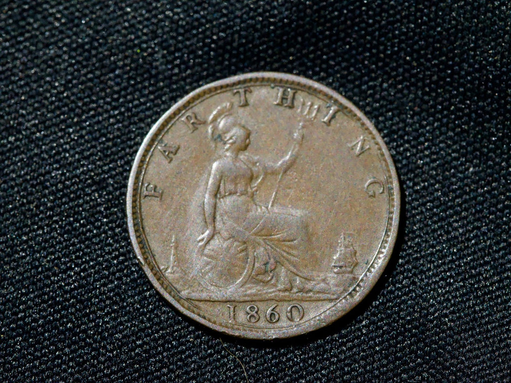 1860 Victoria farthing. type 2c lower stop from colon missing0