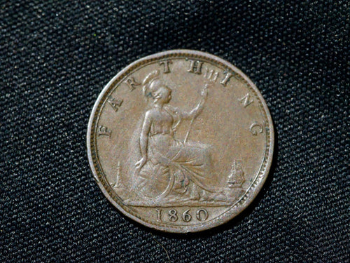 1860 Victoria farthing. type 2c lower stop from colon missing0