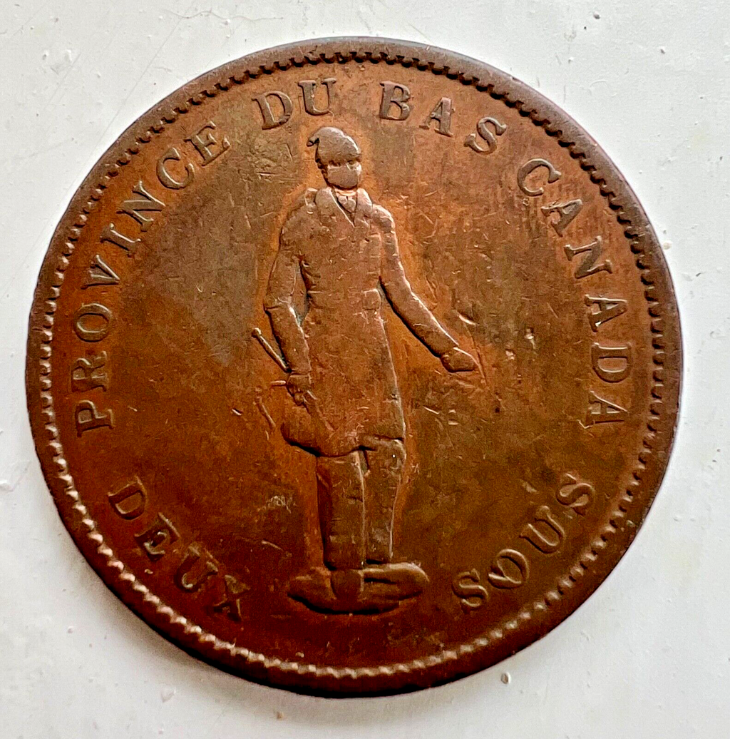 1837 CANADA PENNY BANK TOKEN: PROVINCE DU BAS / DEUX SOUS0