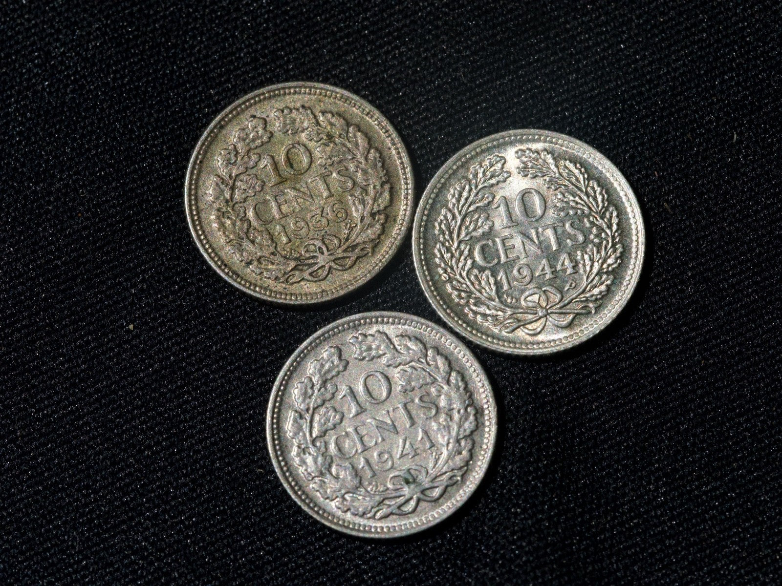 Three Netherlands 10 Cents-silver1
