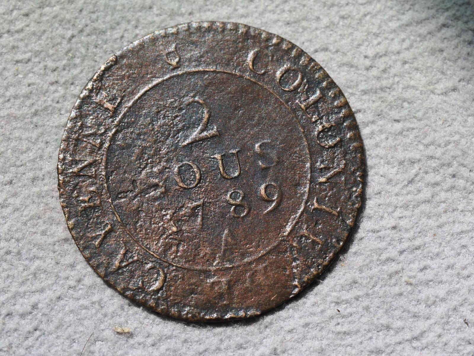 French Guiana, Overseas France 1789-A Billon 2 Sous. Louis XVI0