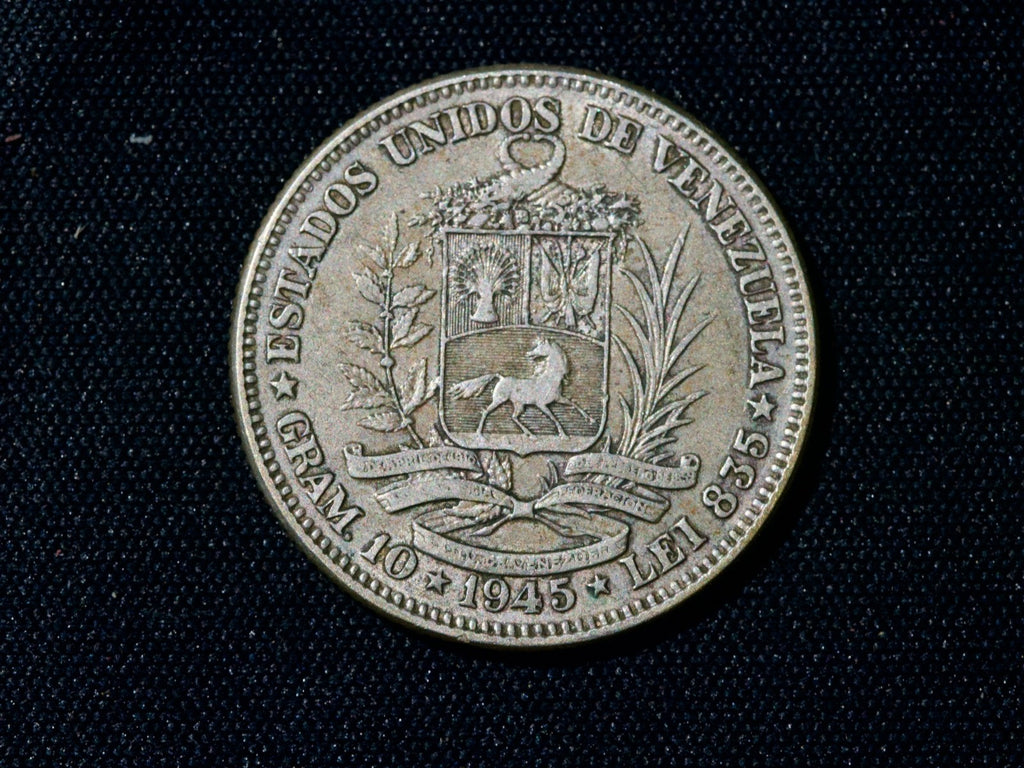 Venezuela 2 Bolivars Silver 19451