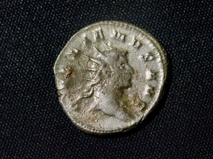 Gallienus  antoninianus -Virtus standing left, resting on shield,holding spear