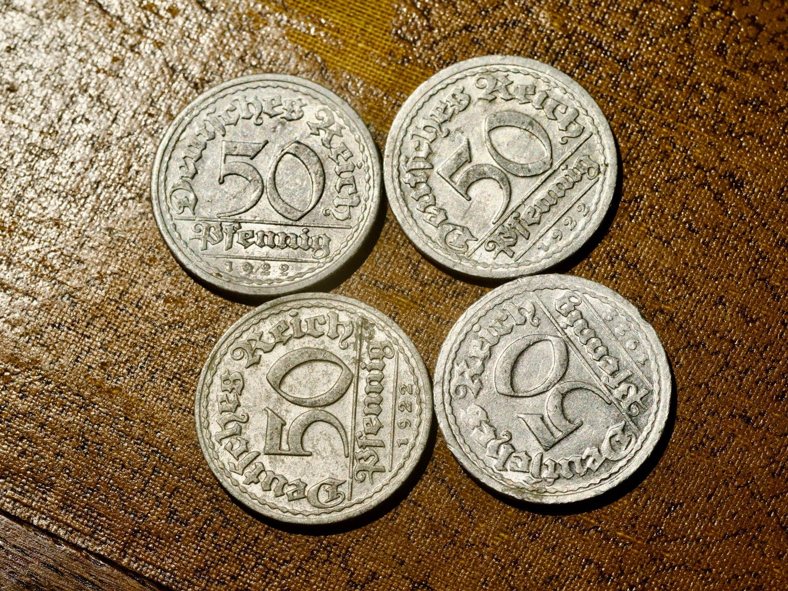 Germany -four  Weimar Republic 50 Pfennigs 1922 A,  D, G and J0