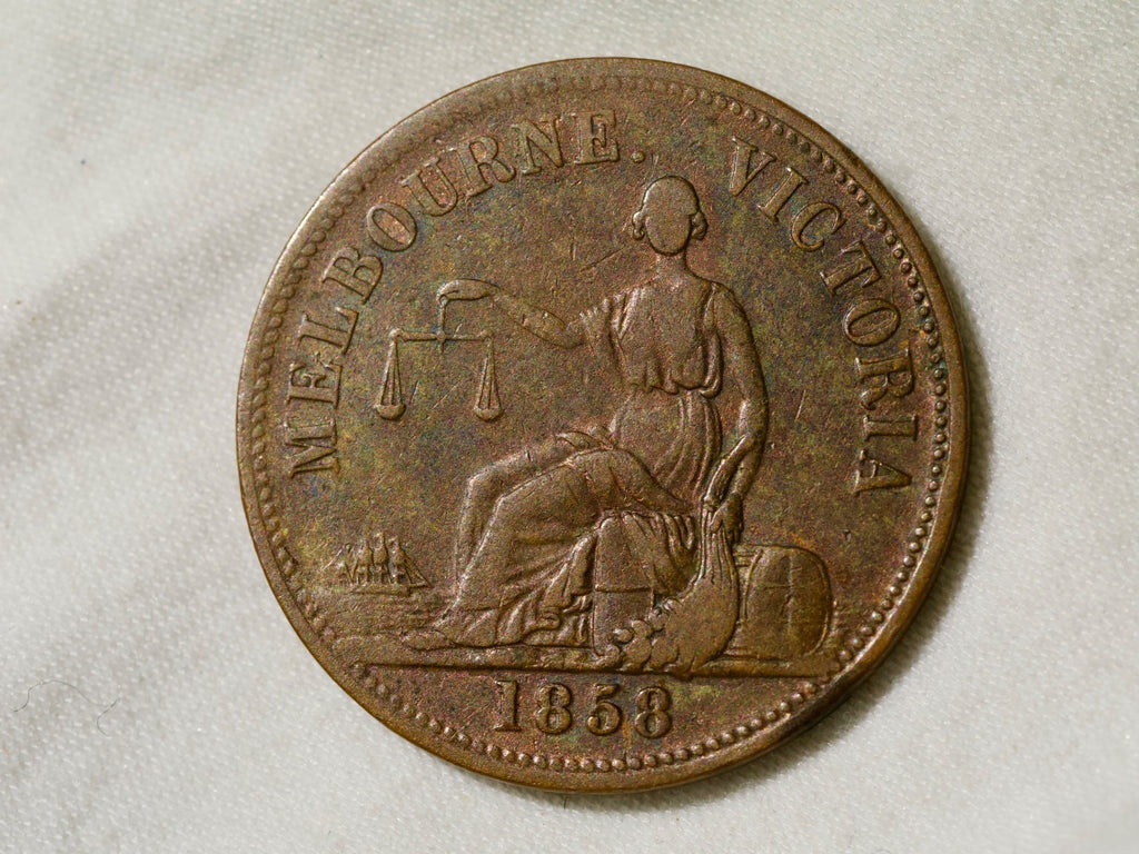 Australia Melbourne Penny Token Hide & De Carle 1858 Obverse 4 Reverse E1