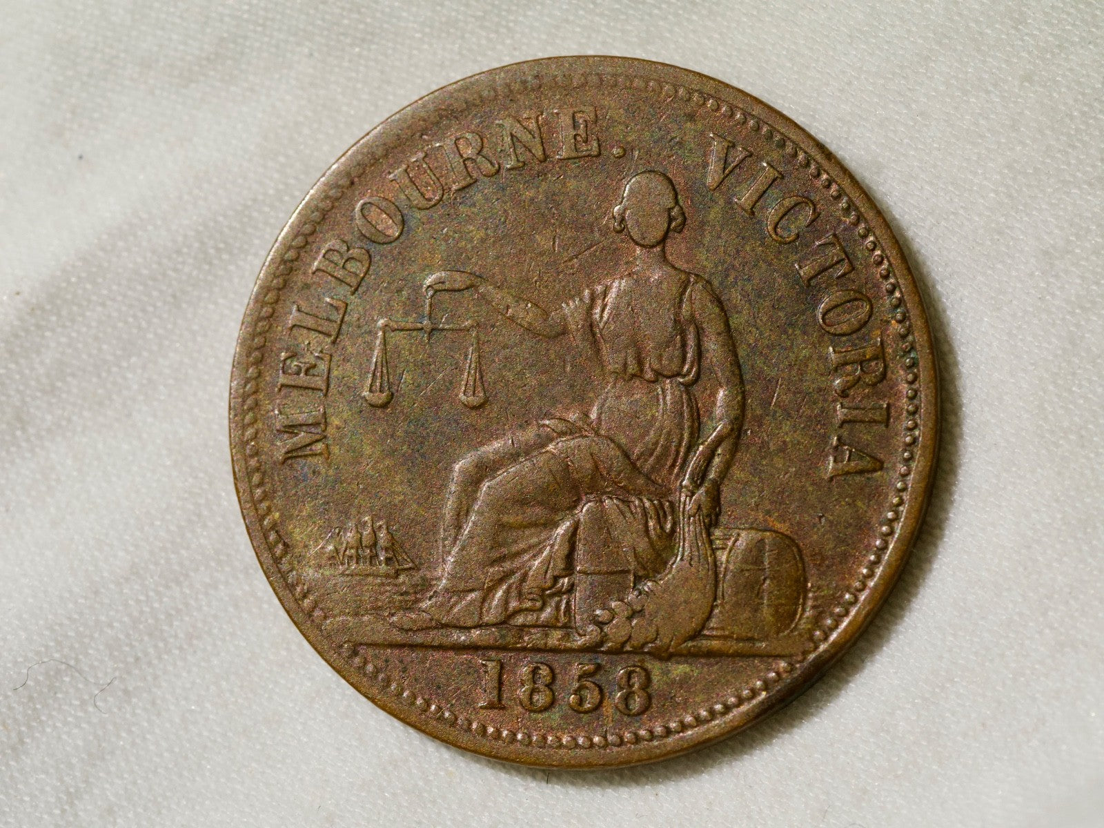 Australia Melbourne Penny Token Hide & De Carle 1858 Obverse 4 Reverse E1