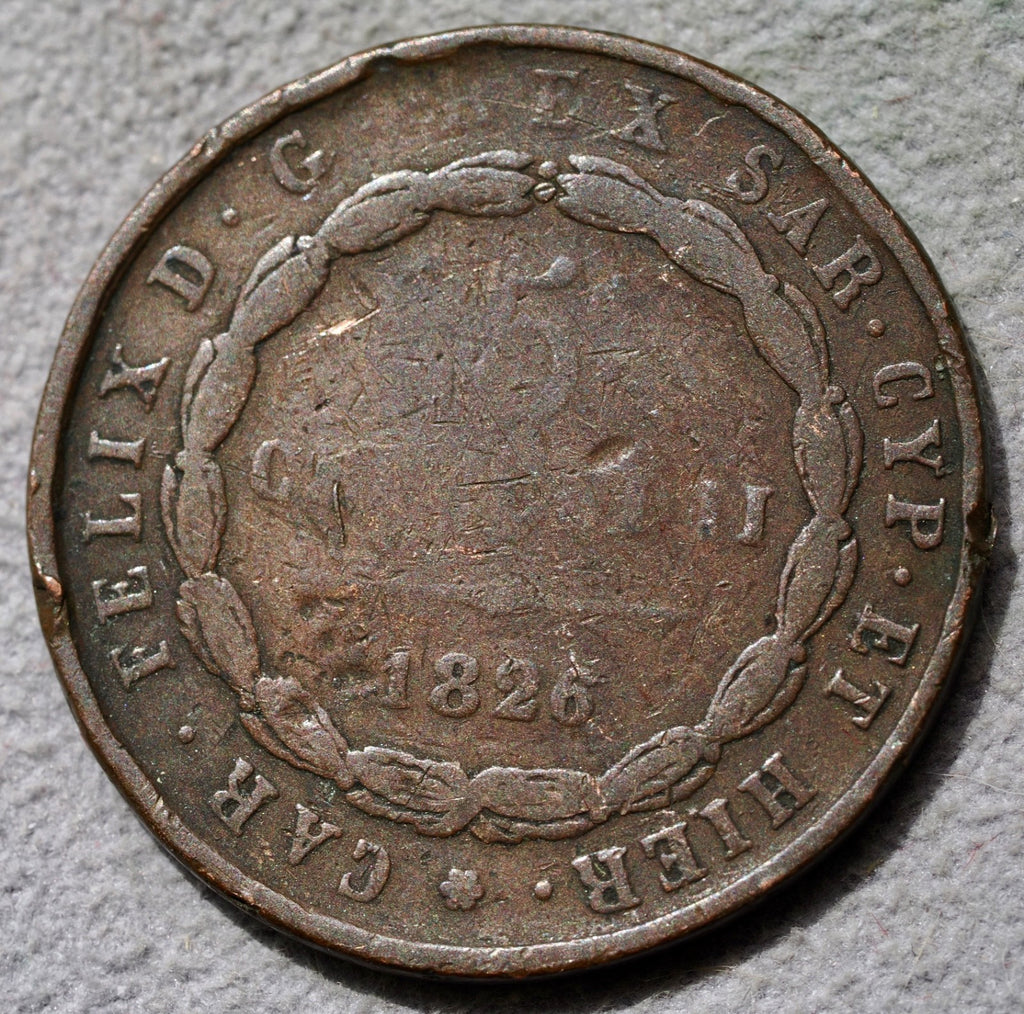 Italy,Sardinia , Carlo Felice, 5 Centesimi, 1826 P anchor0