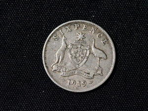 1919 M Australia sixpence
