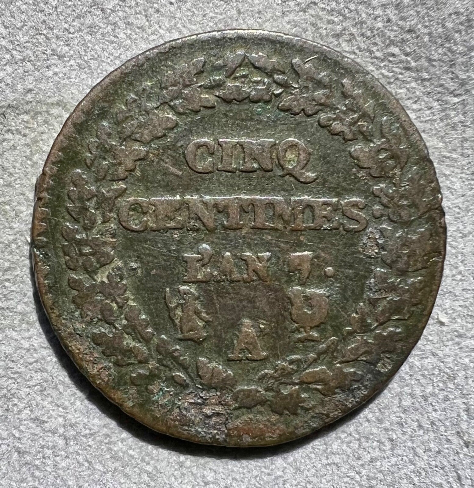 France 5 Centimes L,an 7 A Paris0
