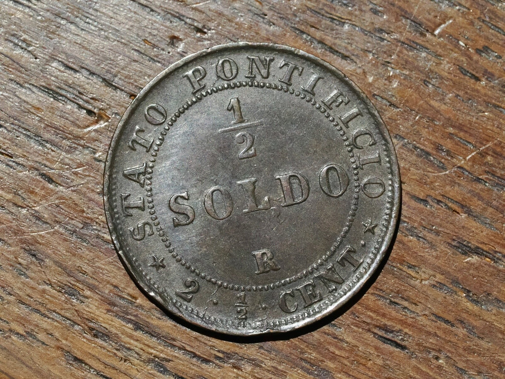 1867 Half 1/2 Soldo  2 1/2 Centesimi - Pius IX - Papal States -high grade0