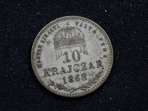 Hungary 1868 silver 10 krajczar-high grade
